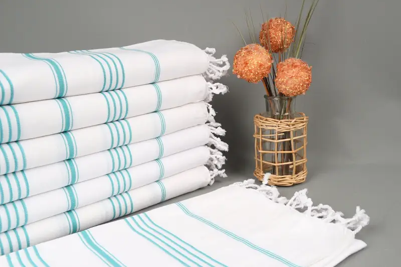 Bachelorette Striped Petrol Green Beach Towel, 40x71 Inches