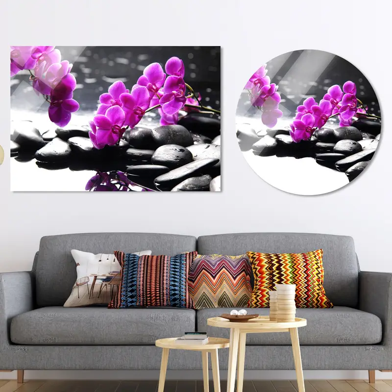 Modern Mor Orkide Spa Kanvas: Trendy Ofis Sanatsal Reprodüksiyon