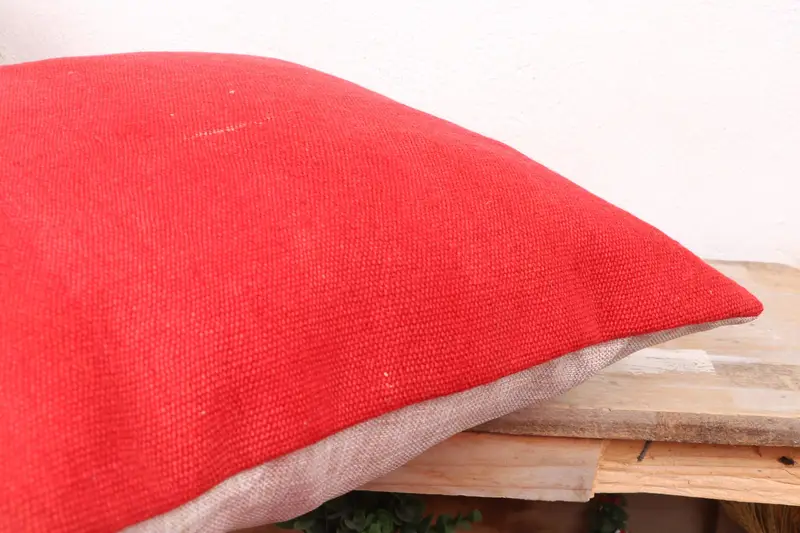 Nomadic Cushion Case, Turkish Pillow, Antique Pillows, Ethnical Kilim Rug Pillow, 18x18 Red Pillow Sham, Pillow Sham, Floor Cushion - 6