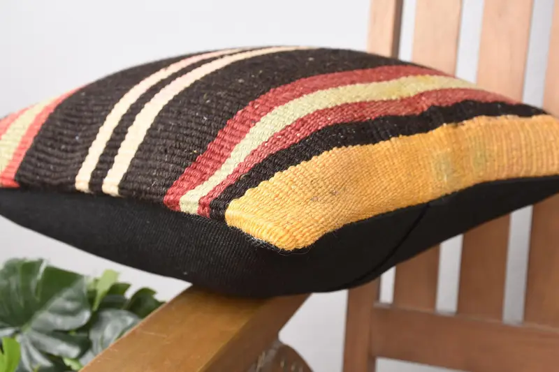 Interior Designer Pillow, 14x14 Brown Pillow, Home Decor Pillow, Pillow Cover, Ethnical Kilim Rug Pillow, Handwoven Pillow Cover Pillow Cover - 6