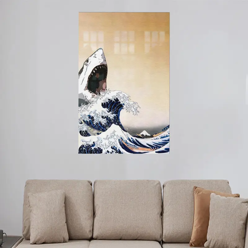 Zarif Baskılı Cam: Minimalist Dalga Soyut Tasarım