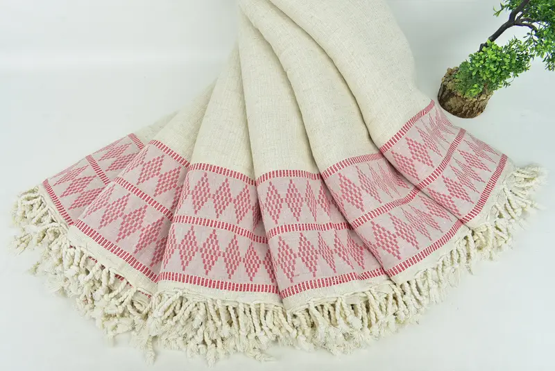 Oversized Beach Towel, Woven Throw Blanket, 100x88 Linen Kilim Design Towel, Personalized Blanket, Bachelor Party Gifts, Throw Blanket - 4