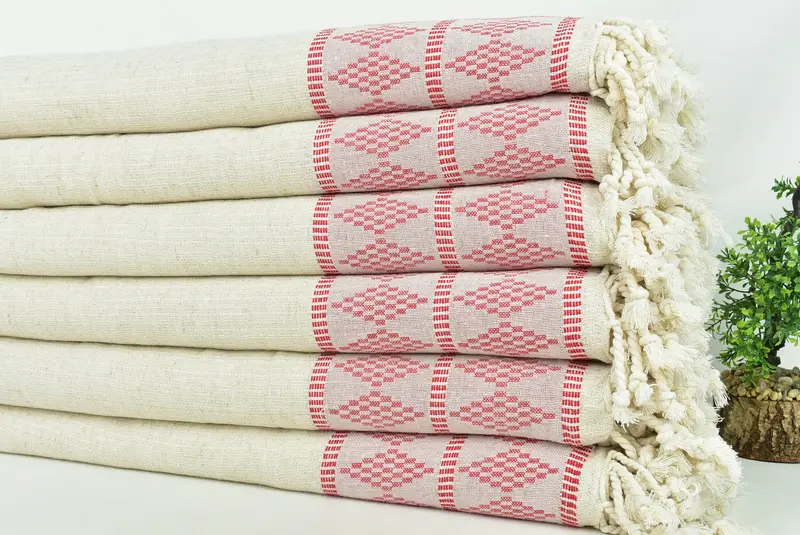 Oversized Beach Towel, Woven Throw Blanket, 100x88 Linen Kilim Design Towel, Personalized Blanket, Bachelor Party Gifts, Throw Blanket - 3