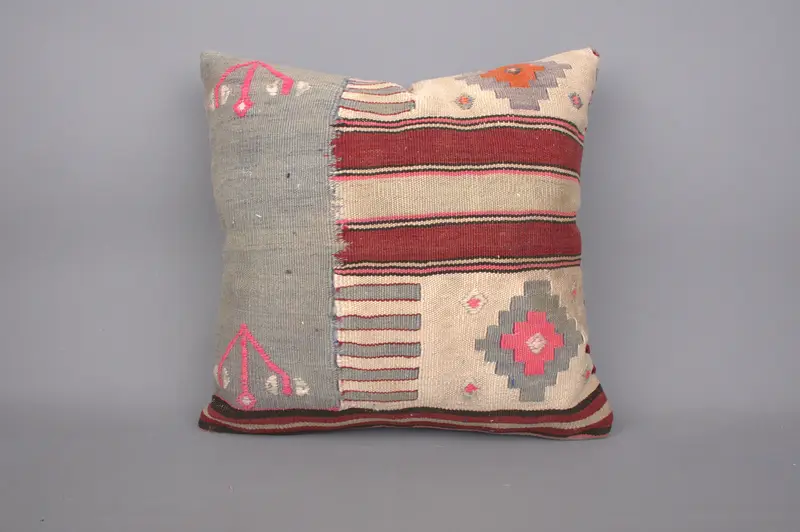 Cushion, Interior Designer Pillow, Armchair Pillow Sham, 20x20 Red Pillow Cover, Vintage Pillow, Antique Pillows, Retro Throw Cushion Cover - 5