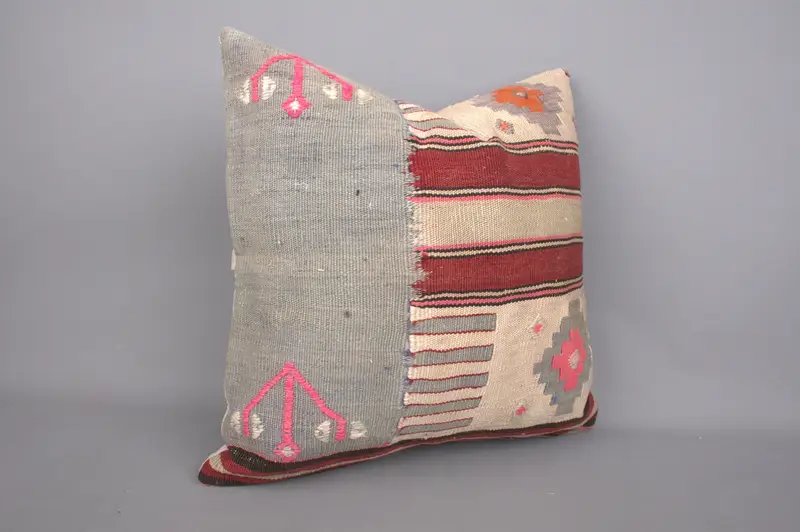 Cushion, Interior Designer Pillow, Armchair Pillow Sham, 20x20 Red Pillow Cover, Vintage Pillow, Antique Pillows, Retro Throw Cushion Cover - 2