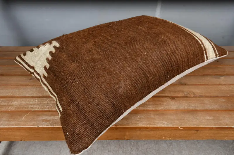Pillow Sham, Antique Pillows, Boho Throw Cushion, Handmade Kilim Cushion, Seat Pillow Case, 16x24 Brown Cushion Cover, Pillow for Couch - 2