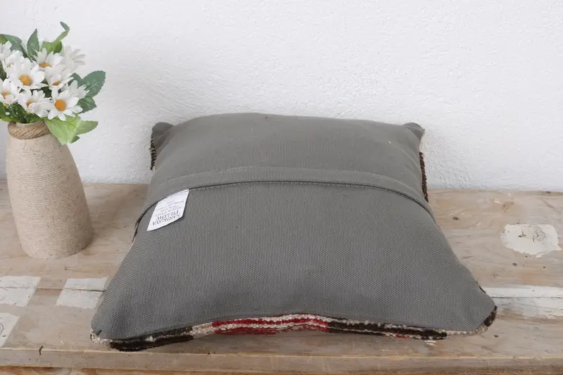 Home Decor Pillow, 12x12 Red Cushion Case, Decorative Throw Pillow Sham, Cushion Case, Kilim Pillow, Interior Designer Pillow - 7