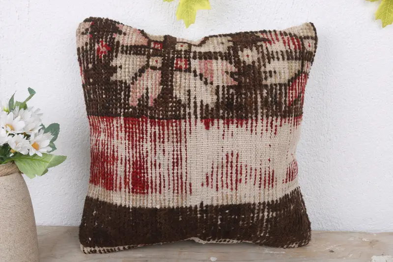 Home Decor Pillow, 12x12 Red Cushion Case, Decorative Throw Pillow Sham, Cushion Case, Kilim Pillow, Interior Designer Pillow - 2