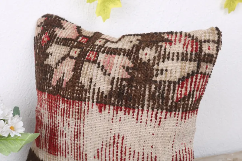 Home Decor Pillow, 12x12 Red Cushion Case, Decorative Throw Pillow Sham, Cushion Case, Kilim Pillow, Interior Designer Pillow - 5