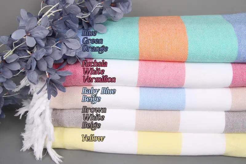 Quick-dry Organic Cotton Terry Towel, Striped Beige, 36x63 Inches