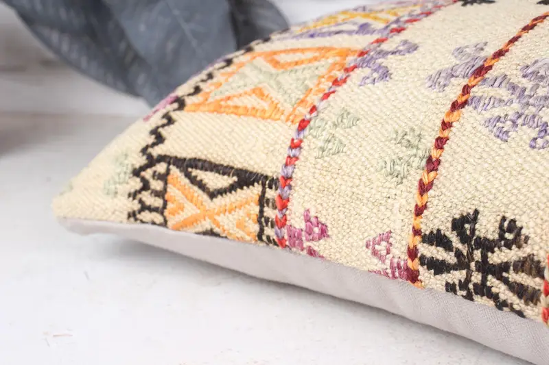 Pillow Case, 10x20 Beige Pillow Cover, Antique Pillows, Custom Cushion, Vintage Kilim Throw Pillow, Interior Designer Pillow - 6
