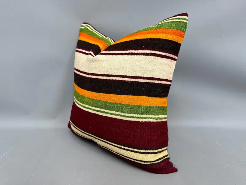 Gift Pillow, 20x20 Green Pillow Case, Handmade Kilim Cushion, Boho Throw Pillow, Vintage Pillow Sham, Pillow Cover, Kilim Pillow - 3