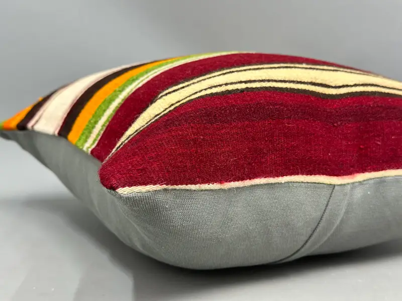 Gift Pillow, 20x20 Green Pillow Case, Handmade Kilim Cushion, Boho Throw Pillow, Vintage Pillow Sham, Pillow Cover, Kilim Pillow - 6