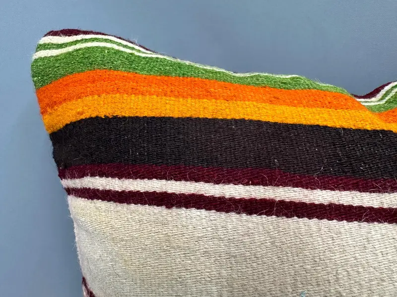 Gift Pillow, 20x20 Green Pillow Case, Handmade Kilim Cushion, Boho Throw Pillow, Vintage Pillow Sham, Pillow Cover, Kilim Pillow - 5