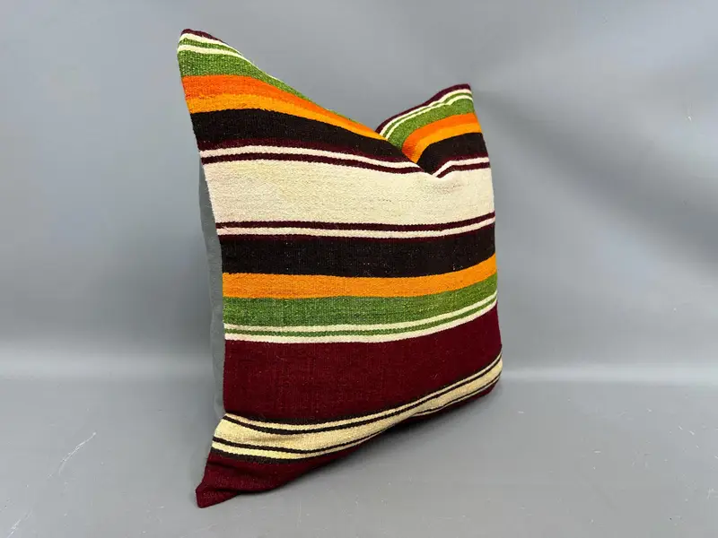 Gift Pillow, 20x20 Green Pillow Case, Handmade Kilim Cushion, Boho Throw Pillow, Vintage Pillow Sham, Pillow Cover, Kilim Pillow - 2