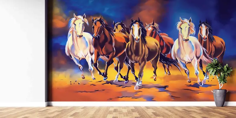 Zarif At Duvar Kağıdı: Baskılı Soyut Beyaz ve Kahverengi Atlar