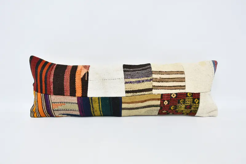 Interior Designer Pillow, Ethnical Kilim Rug Pillow, Authentic Cushion, Cushion, 12x36 White Cushion Case, Aesthetic Cushion Case, Vintage Pillow - 1