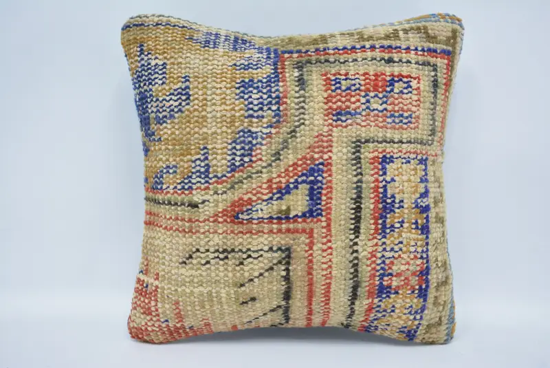 Pillow, 12x12 Green Cushion Case, Vintage Pillow, Boho Pillow, Decorative Bolster Pillow Sham, Kilim Pillow Cover, Outdoor Cushion Case - 1
