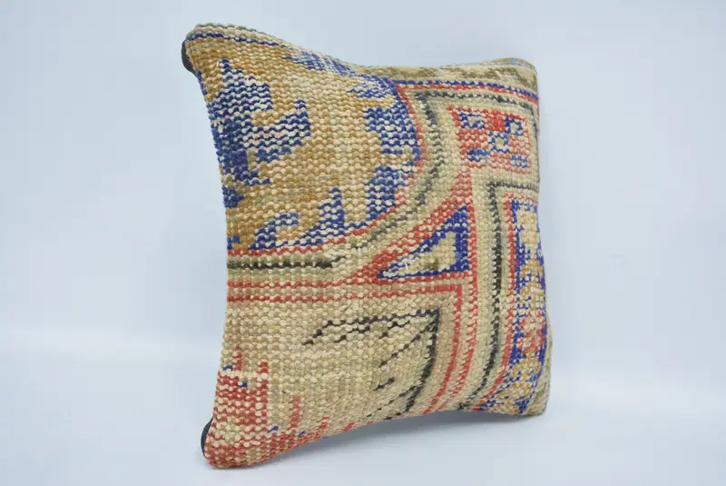 Pillow, 12x12 Green Cushion Case, Vintage Pillow, Boho Pillow, Decorative Bolster Pillow Sham, Kilim Pillow Cover, Outdoor Cushion Case - 3