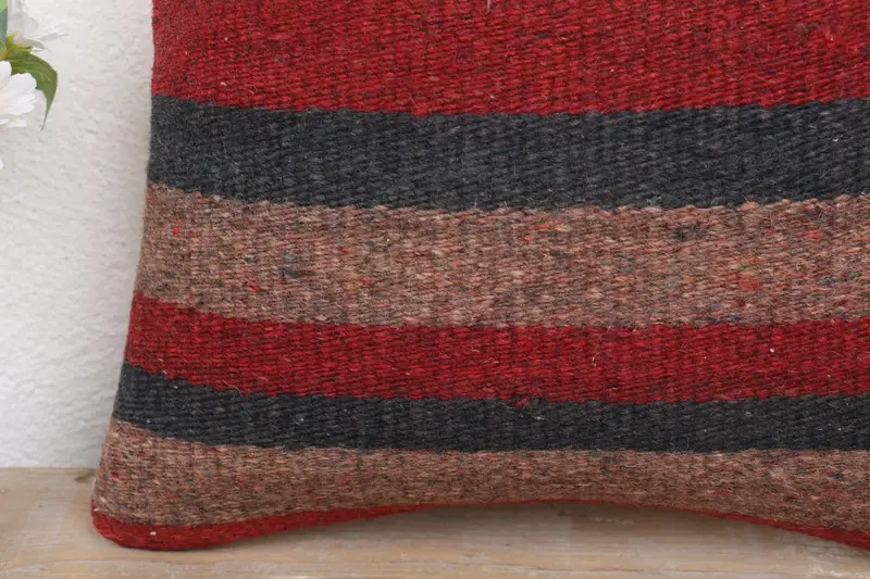 Turkish Rugs Cushion Case, Throw Kilim Pillow, Sofa Bolster Pillow, Pillow, Antique Pillows, 12x12 Red Cushion Cover, Pillow for Sofa - 3
