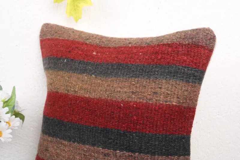 Turkish Rugs Cushion Case, Throw Kilim Pillow, Sofa Bolster Pillow, Pillow, Antique Pillows, 12x12 Red Cushion Cover, Pillow for Sofa - 5