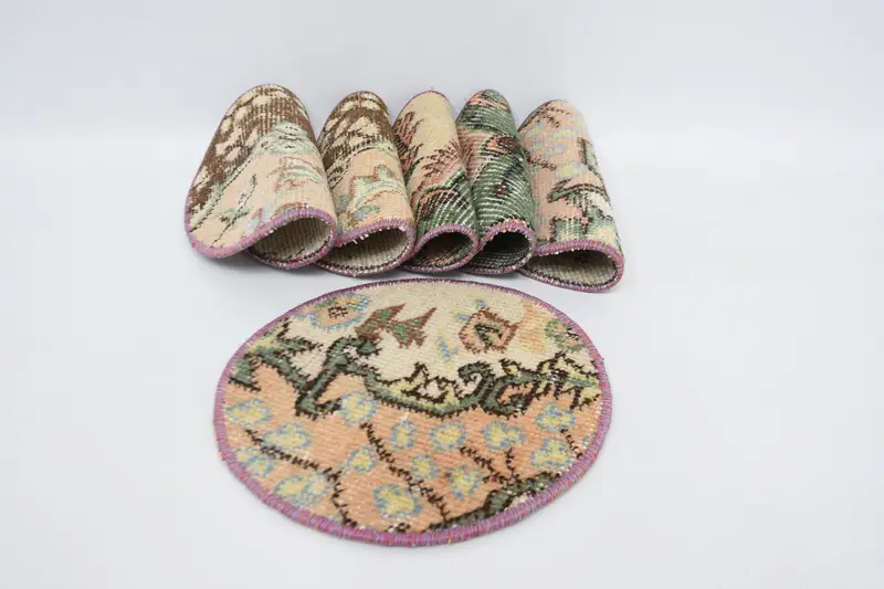 Manteles individuales de círculo bohemio, decoración de lana de algodón naranja y verde