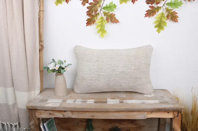 Christmas Cushion Case, Lounge Throw Pillow Cover, 12x20 White Cushion, Vintage Pillow, Vintage Kilim Pillow, Boho Pillow Sham Cover, Cushion - 1