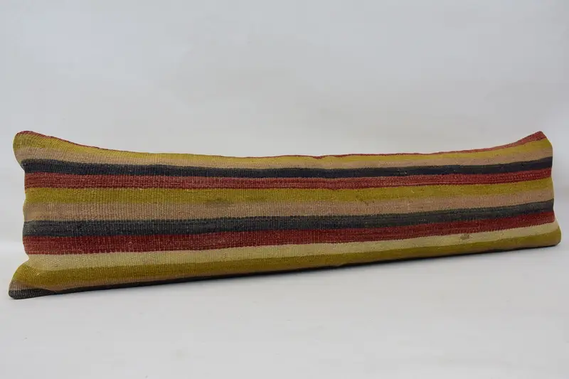 Oriental Cushion, Cushion Cover, Throw Kilim Pillow, Kilim Pillow Cover, 12x48 Blue Pillow Cover, Pillow for Couch, Southwestern Pillow Sham - 3