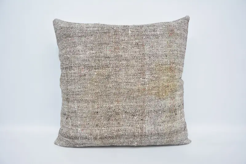 Handgefertigtes 32x32 braun kariertes Kissen, Vintage Hanfkissen