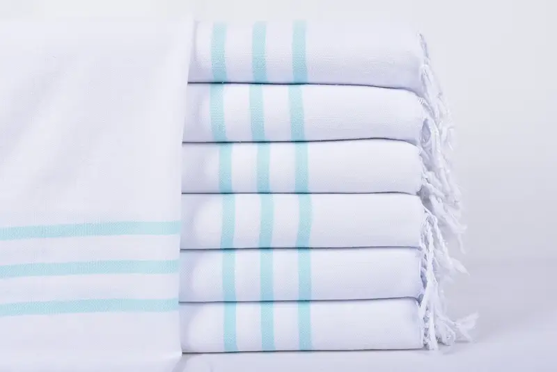 Turkish Tea Towels, Striped Peshkir, 24x40 Inches, Beige, Bath Towel