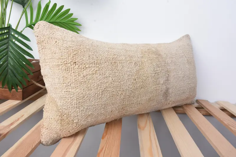 Boho Pillow Sham Cover, 12x24 Beige Cushion Cover, Outdoor Throw Cushion Cover, Turkish Kilim Pillow, Pillow, Turkish Pillow, Accent Pillow Cover - 5