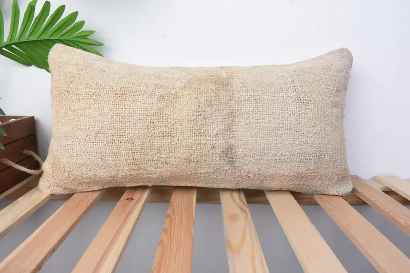 Boho Pillow Sham Cover, 12x24 Beige Cushion Cover, Outdoor Throw Cushion Cover, Turkish Kilim Pillow, Pillow, Turkish Pillow, Accent Pillow Cover - 1