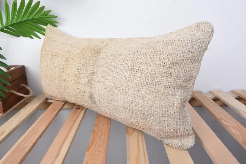 Boho Pillow Sham Cover, 12x24 Beige Cushion Cover, Outdoor Throw Cushion Cover, Turkish Kilim Pillow, Pillow, Turkish Pillow, Accent Pillow Cover - 4