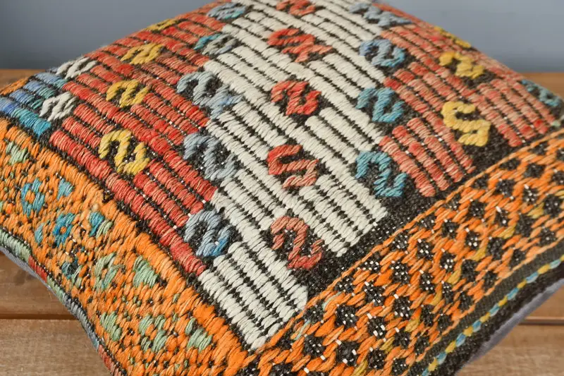 Decorative Pillow Sham, Ethnical Kilim Rug Pillow, Pillow, Handmade Kilim Cushion, 16x16 Red Cushion Case, Sustainable Pillow Case, Antique Pillows - 4