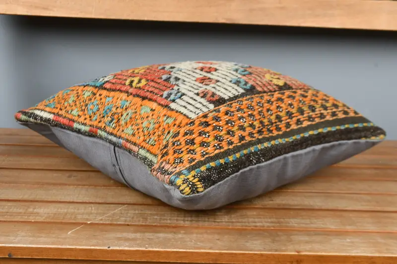 Decorative Pillow Sham, Ethnical Kilim Rug Pillow, Pillow, Handmade Kilim Cushion, 16x16 Red Cushion Case, Sustainable Pillow Case, Antique Pillows - 3