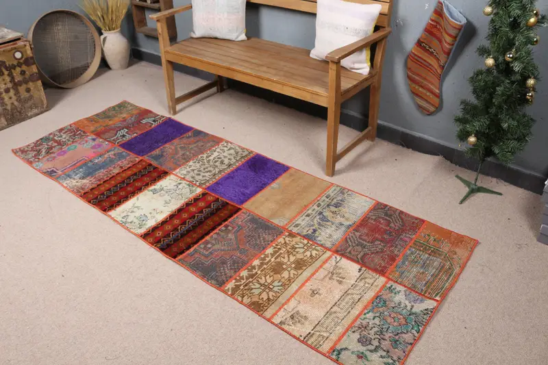 Blue, Purple Camouflage Rug, 2,8x7,9 ft Chic Decor