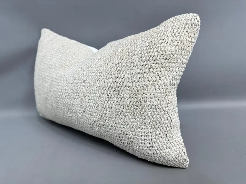 Pillow Sham, Authentic Cushion Cover, 12x20 Beige Cushion, Throw Kilim Pillow, Antique Pillows, Interior Designer Pillow - 3