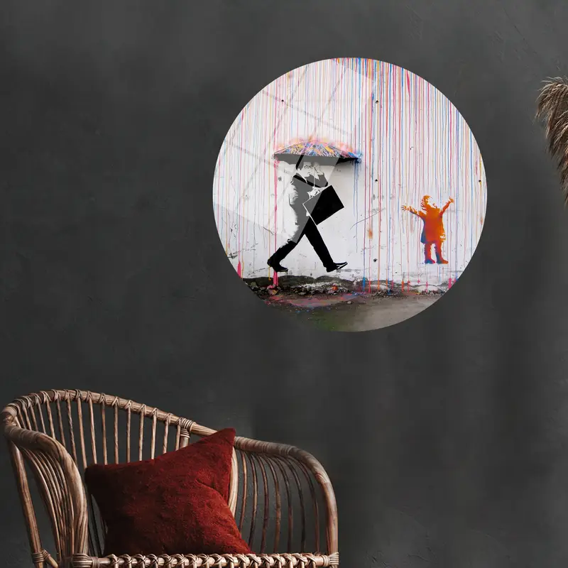 Color Rain Canvas: Vibrant Street Graffiti Art Print