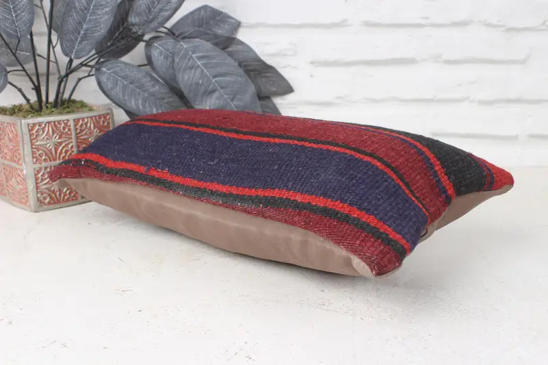 Floor Cushion Cover, 8x16 Red Cushion Cover, Boho Pillow, Cushion Cover, Vintage Kilim Pillow, Turkish Kilim Pillow - 6