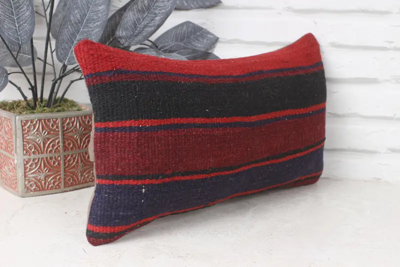 Floor Cushion Cover, 8x16 Red Cushion Cover, Boho Pillow, Cushion Cover, Vintage Kilim Pillow, Turkish Kilim Pillow - 4