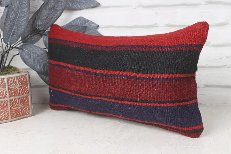 Floor Cushion Cover, 8x16 Red Cushion Cover, Boho Pillow, Cushion Cover, Vintage Kilim Pillow, Turkish Kilim Pillow - 3