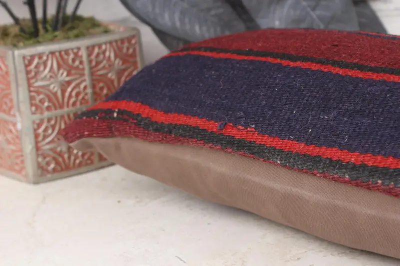 Floor Cushion Cover, 8x16 Red Cushion Cover, Boho Pillow, Cushion Cover, Vintage Kilim Pillow, Turkish Kilim Pillow - 7