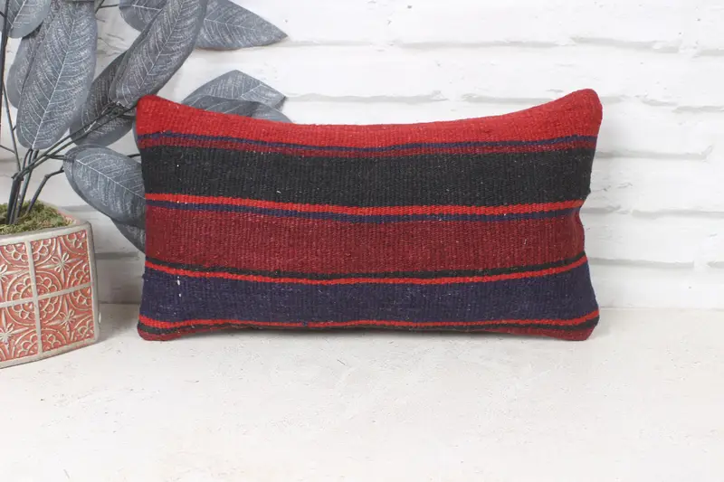 Floor Cushion Cover, 8x16 Red Cushion Cover, Boho Pillow, Cushion Cover, Vintage Kilim Pillow, Turkish Kilim Pillow - 1