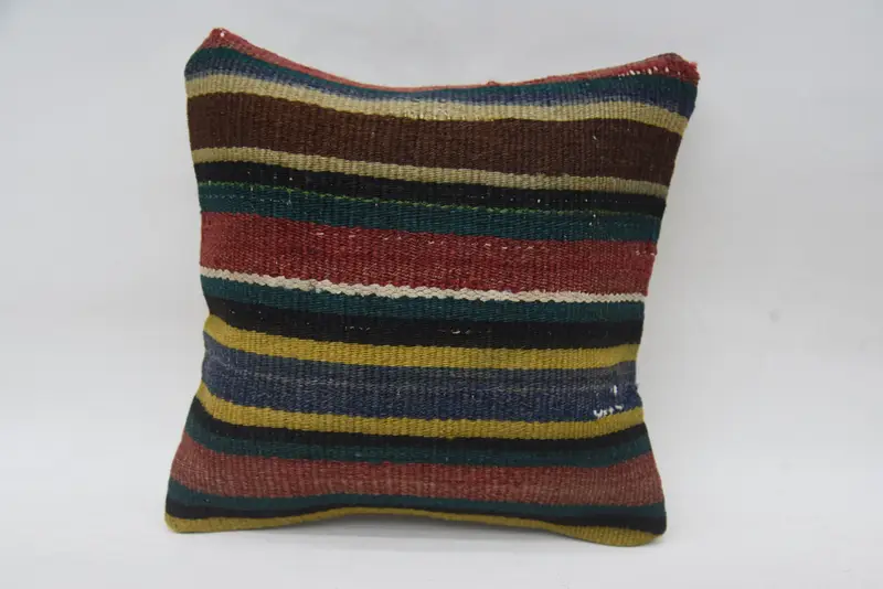 Pillow Sham, Living Room Throw Cushion Case, 12x12 Blue Pillow Case, Kilim Pillow, Tribal Pillow Cover, Turkish Pillow, Ethnical Kilim Rug Pillow - 1