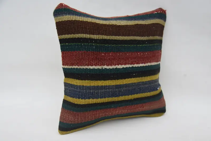 Pillow Sham, Living Room Throw Cushion Case, 12x12 Blue Pillow Case, Kilim Pillow, Tribal Pillow Cover, Turkish Pillow, Ethnical Kilim Rug Pillow - 2