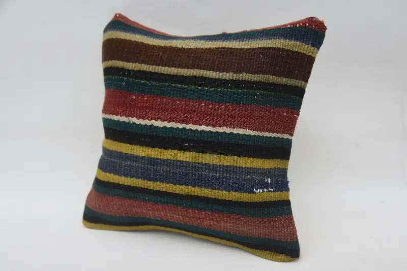 Pillow Sham, Living Room Throw Cushion Case, 12x12 Blue Pillow Case, Kilim Pillow, Tribal Pillow Cover, Turkish Pillow, Ethnical Kilim Rug Pillow - 3