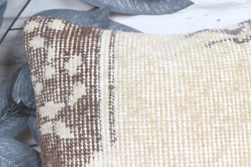 Cushion, Vintage Kilim Pillow, Kilim Pillow, Outdoor Bolster Cushion Case, Bolster Throw Pillow Sham, 12x12 Beige Pillow, Antique Pillows - 2