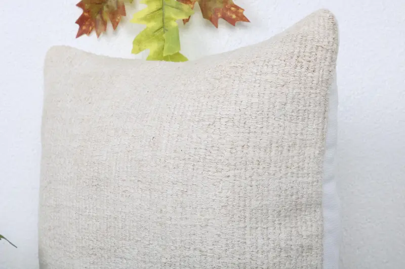 Turkish Pillow, Boho Chic Cushion Cover, Turkish Kilim Pillow, 16x16 White Pillow Cover, Pillow Cover, Kilim Pillow Cover, Bolster Pillow Cover - 5