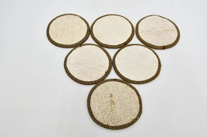 Posavasos de cáñamo antideslizantes, juego de seis posavasos blancos redondos