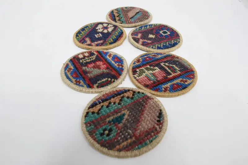 Red and Blue Bohemian Round Coaster, Unique Bohemian Coaster